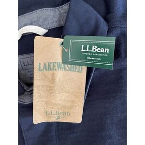 LL Bean Polo Rugby Shirt Mens L Navy Heavy Knit Long Sleeve XXL